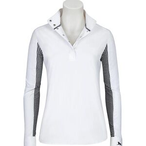 Women's White and navy Long Sleeve equestrian top